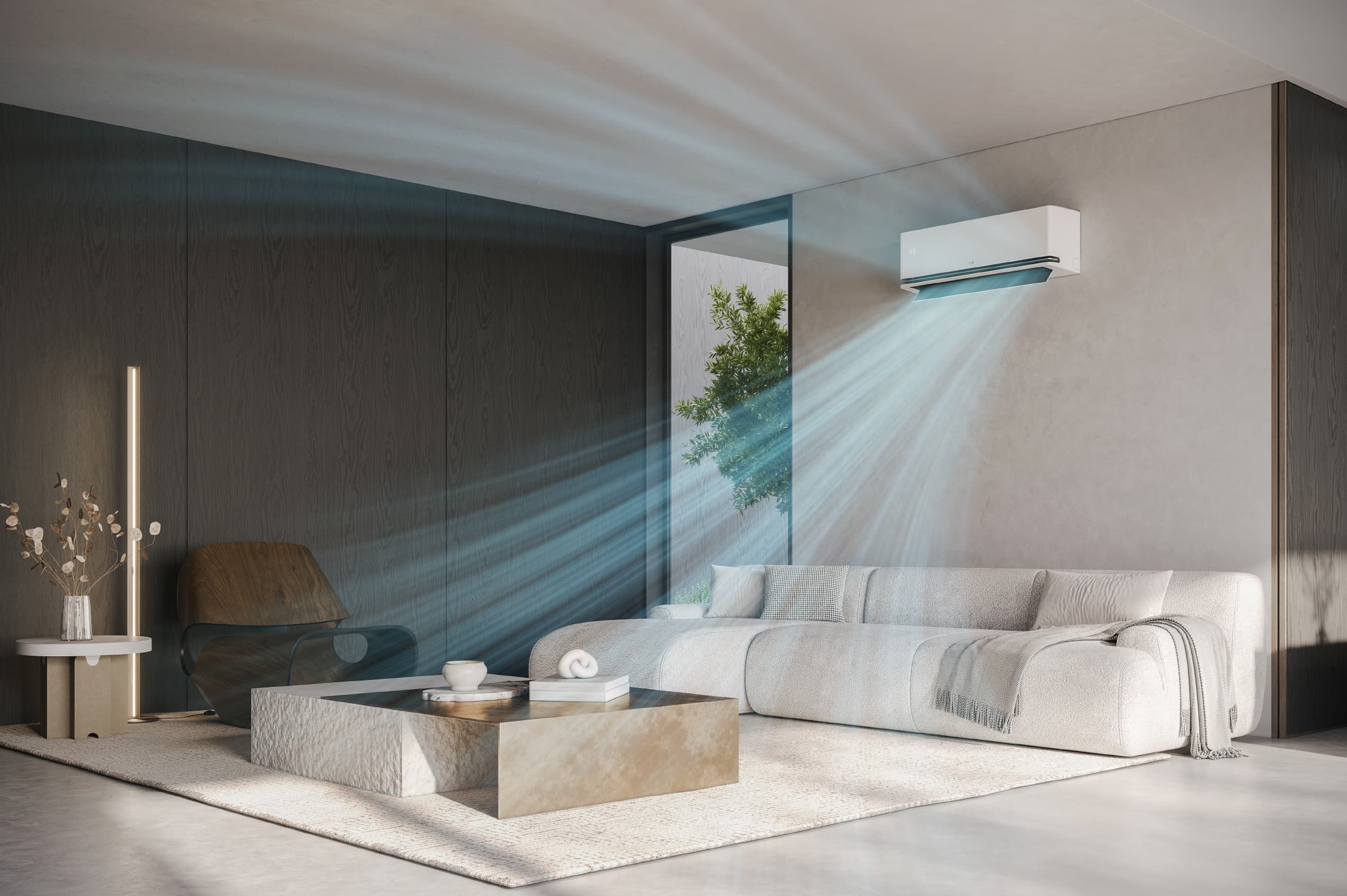 Modernes Wohnzimmer mit Klimaanlage